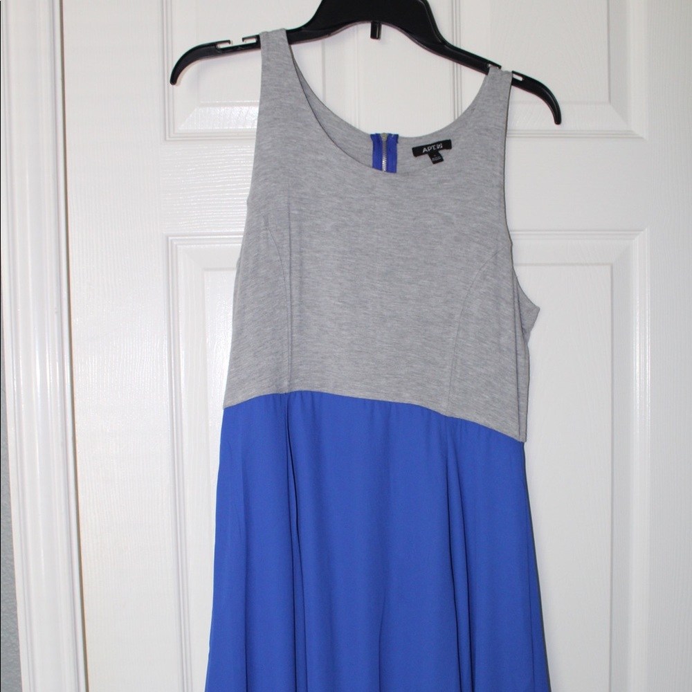 Grey & Blue Flowing Sleeveless Dress